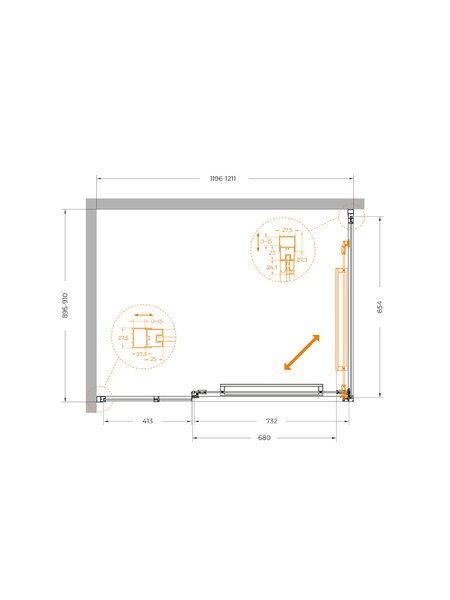 Душевой уголок CEZARES LUX-AH-FS-11-120/90-C-BORO профиль Брашированное золото, 120x90 см