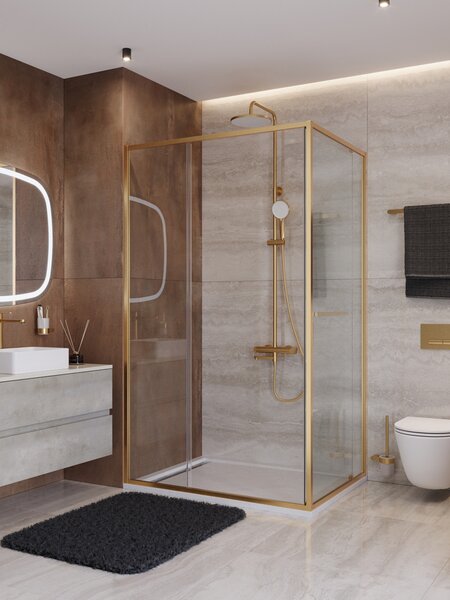 Душевой уголок CEZARES LUX-AH-FS-11-120/90-C-BORO профиль Брашированное золото, 120x90 см