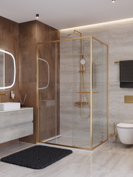 Душевой уголок CEZARES LUX-AH-FS-11-120/90-C-BORO профиль Брашированное золото, 120x90 см