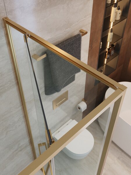 Душевой уголок CEZARES LUX-AH-FS-11-120/90-C-BORO профиль Брашированное золото, 120x90 см