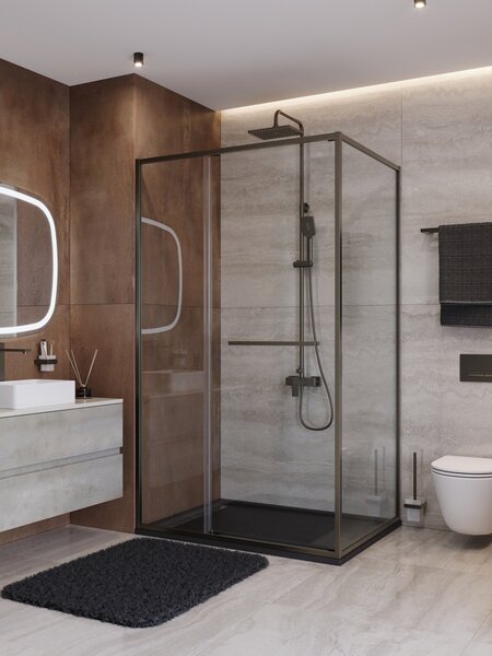 Душевой уголок CEZARES LUX-AH-FS-11-120/90-C-GM профиль Оружейная сталь, 120x90 см