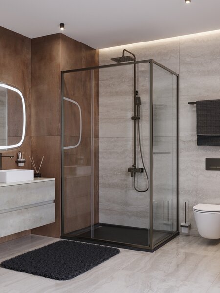 Душевой уголок CEZARES LUX-AH-FS-11-120/90-C-GM профиль Оружейная сталь, 120x90 см