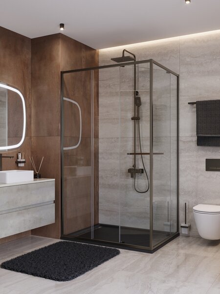 Душевой уголок CEZARES LUX-AH-FS-11-120/90-C-GM профиль Оружейная сталь, 120x90 см