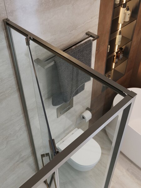 Душевой уголок CEZARES LUX-AH-FS-11-120/90-C-GM профиль Оружейная сталь, 120x90 см