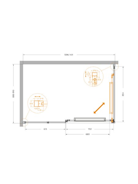 Душевой уголок CEZARES LUX-AH-FS-11-140/90-C-CR профиль Хром, 140x90 см