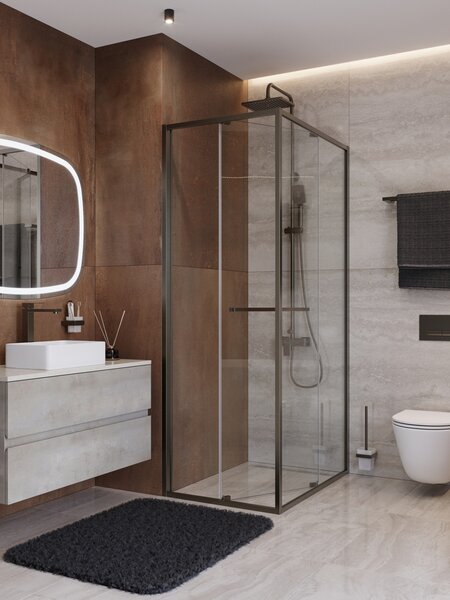 Душевой уголок CEZARES LUX-AH-FS-1-70/100-C-GM профиль Оружейная сталь, 70x100 см