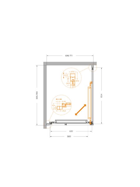 Душевой уголок CEZARES LUX-AH-FS-1-70/90-C-CR профиль Хром, 70x90 см