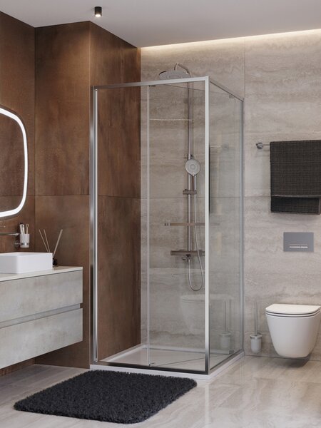 Душевой уголок CEZARES LUX-AH-FS-1-90/100-C-CR профиль Хром, 90x100 см