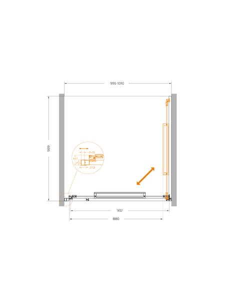 Душевая дверь Cezares LUX-B-FS-1-100-C-CR, профиль хром, регулировка 99,5-101 см