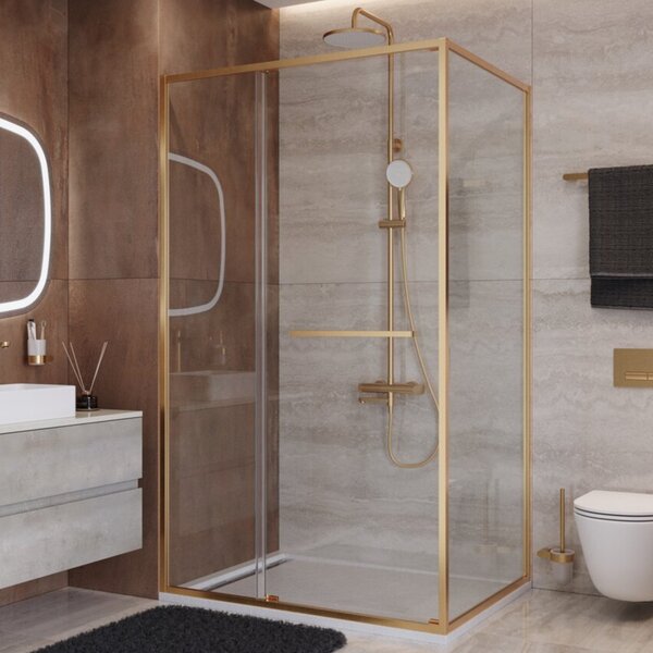 Душевой уголок CEZARES LUX-AH-FS-11-120/90-C-BORO профиль Брашированное золото, 120x90 см