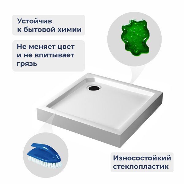 Душевой поддон с сифоном RGW SMC-C-088W 80х80 см