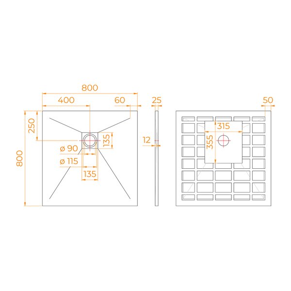 Душевой поддон квадрат RGW STONE TRAY-W 80х80 см