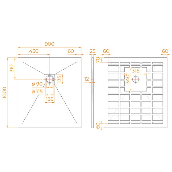 Душевой поддон RGW STONE TRAY-W 100х90 см