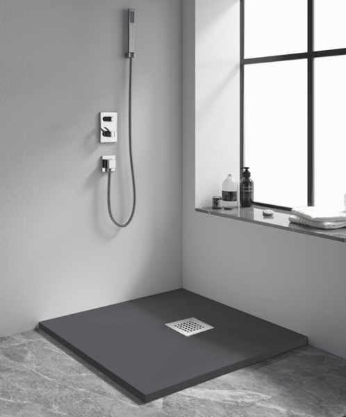 Душевой поддон квадрат RGW STONE TRAY-G 900x900, цвет графит