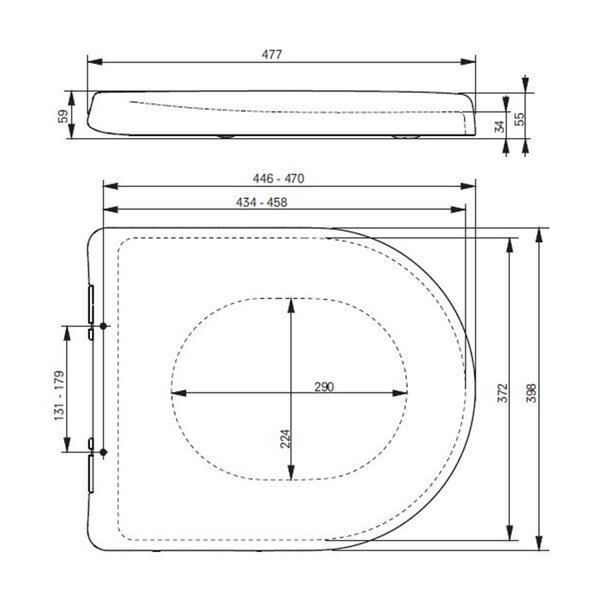 VC10047NN TOTO MH Сиденье 398x477x59мм, для унитазов CW161Y, CW162Y, CW163Y, цвет: белый (ПРОДАЕМ только с унитазами!)