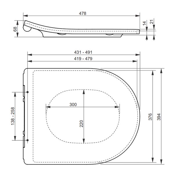 TC514F/TC514G TOTO MH/NC Сиденье SLIM 394x493x68мм, для унитазов CW161, CW162, CW163, CW761, CW762, CW763, цвет: белый (со склада продаем с унитазами!)