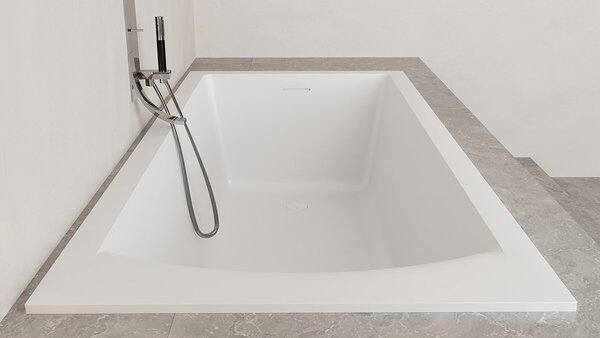 Salini Cascata KIT Ванна встраиваемая, с прямоугольной чашей, 170х75х60см, регулируемые ножки, донный клапан   Down , сифон S-Stone, цвет: белый матовый