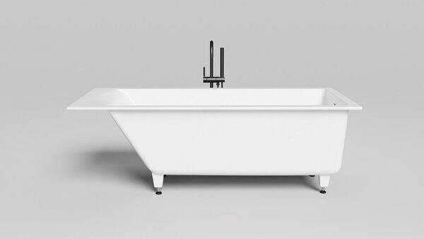 Salini Cascata KIT Ванна встраиваемая, с прямоугольной чашей, 170х75х60см, регулируемые ножки, донный клапан   Down , сифон S-Stone, цвет: белый матовый