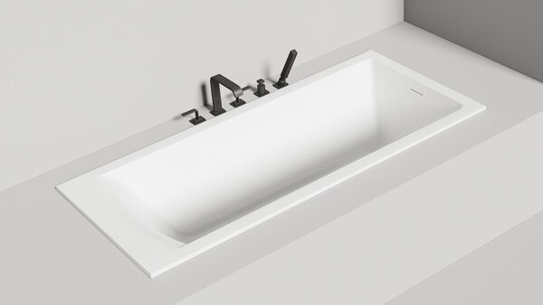 Salini Cascata KIT Ванна встраиваемая, с прямоугольной чашей, 170х75х60см, регулируемые ножки, донный клапан   Down , сифон S-Stone, цвет: белый матовый