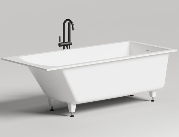 Salini Cascata KIT Ванна встраиваемая, с прямоугольной чашей, 170х75х60см, регулируемые ножки, донный клапан   Down , сифон S-Stone, цвет: белый матовый