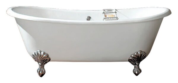 Devon&Devon Admiral Ванна чугунная, 182х81хh73см, без отв-й под смеситель, цвет: белый, снаружи под окраску, ножки Eagle алюминий полированный