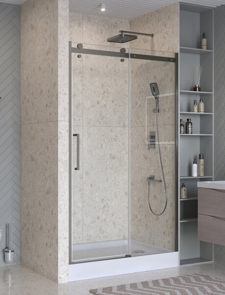 Душевая дверь BelBagno MARINO-2-BF-1-130-C-GM, стекло прозрачное, регулировка 128-131 см