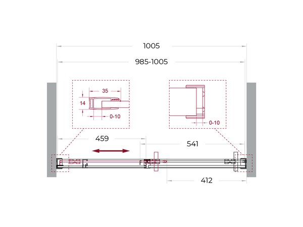 Душевая дверь BelBagno SOFT_CLOSE-1-BF-1-100-C-Cr, стекло прозрачное, регулировка 98,5-100,5 см