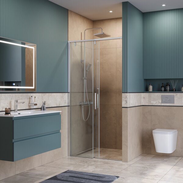 Душевая дверь BelBagno SOFT_CLOSE-1-BF-1-110-C-Cr, стекло прозрачное, регулировка 108,5-110,5 см
