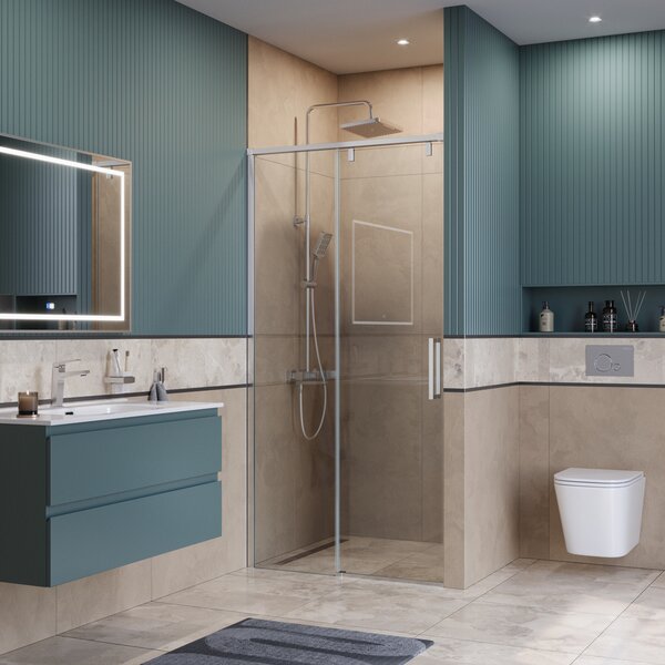 Душевая дверь BelBagno SOFT_CLOSE-1-BF-1-110-C-Cr, стекло прозрачное, регулировка 108,5-110,5 см