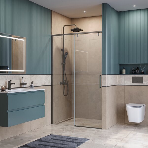 Душевая дверь BelBagno SOFT_CLOSE-1-BF-1-110-C-GM, стекло прозрачное, регулировка 108,5-110,5 см