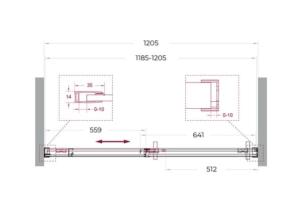 Душевая дверь BelBagno SOFT_CLOSE-1-BF-1-120-C-GM, стекло прозрачное, регулировка 118,5-120,5 см