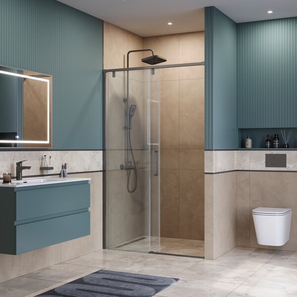 Душевая дверь BelBagno SOFT_CLOSE-1-BF-1-120-C-GM, стекло прозрачное, регулировка 118,5-120,5 см