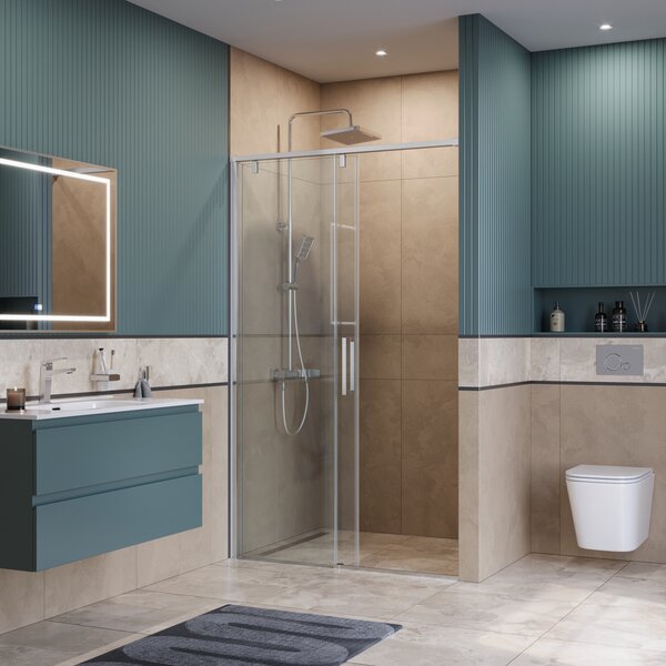 Душевая дверь BelBagno SOFT_CLOSE-1-BF-1-130-C-Cr, стекло прозрачное, регулировка 128,5-130,5 см