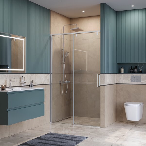 Душевая дверь BelBagno SOFT_CLOSE-1-BF-1-130-C-Cr, стекло прозрачное, регулировка 128,5-130,5 см