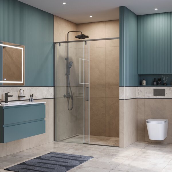 Душевая дверь BelBagno SOFT_CLOSE-1-BF-1-130-C-GM, стекло прозрачное, регулировка 128,5-130,5 см