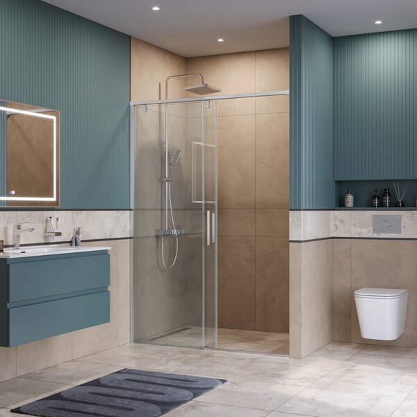 Душевая дверь BelBagno SOFT_CLOSE-1-BF-1-140-C-Cr, стекло прозрачное, регулировка 138,5-140,5 см