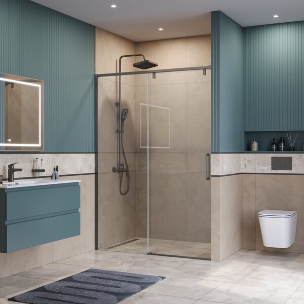 Душевая дверь BelBagno SOFT_CLOSE-1-BF-1-140-C-GM, стекло прозрачное, регулировка 138,5-140,5 см