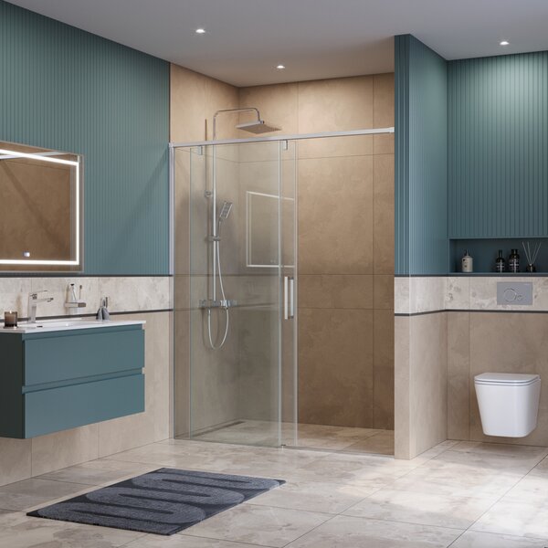 Душевая дверь BelBagno SOFT_CLOSE-1-BF-1-150-C-Cr, стекло прозрачное, регулировка 148,5-150,5 см
