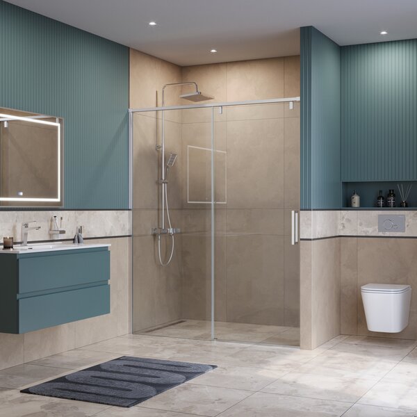 Душевая дверь BelBagno SOFT_CLOSE-1-BF-1-150-C-Cr, стекло прозрачное, регулировка 148,5-150,5 см