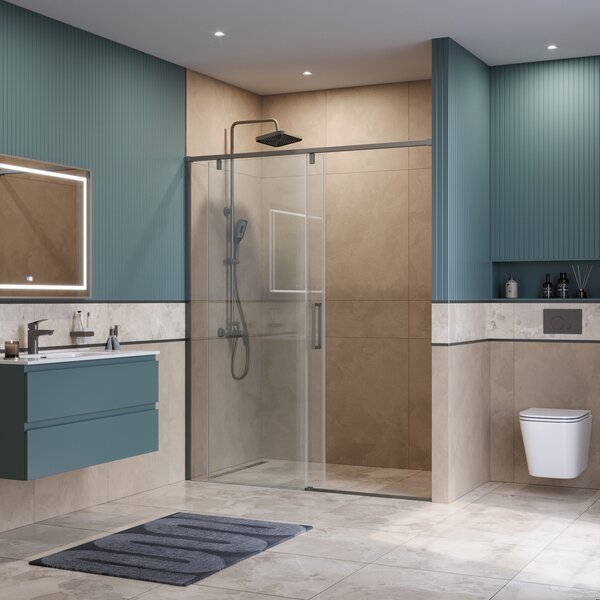 Душевая дверь BelBagno SOFT_CLOSE-1-BF-1-150-C-GM, стекло прозрачное, регулировка 148,5-150,5 см