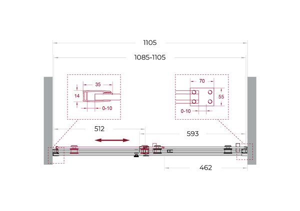 Душевая дверь BelBagno SOFT_CLOSE-2-BF-1-110-C-Cr, стекло прозрачное, регулировка 108,5-110,5 см