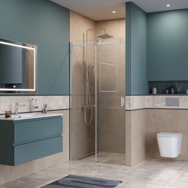 Душевая дверь BelBagno SOFT_CLOSE-2-BF-1-110-C-Cr, стекло прозрачное, регулировка 108,5-110,5 см