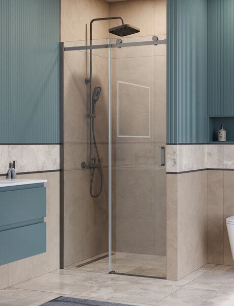 Душевая дверь BelBagno SOFT_CLOSE-2-BF-1-110-C-GM, стекло прозрачное, регулировка 108,5-110,5 см