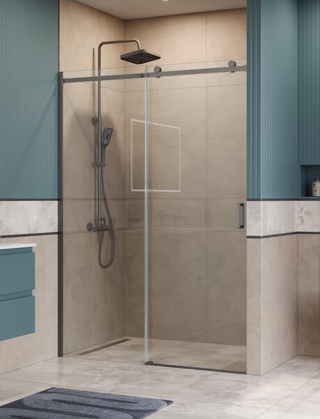 Душевая дверь BelBagno SOFT_CLOSE-2-BF-1-140-C-GM, стекло прозрачное, регулировка 138,5-140,5 см