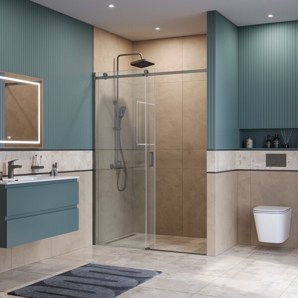 Душевая дверь BelBagno SOFT_CLOSE-2-BF-1-150-C-GM, стекло прозрачное, регулировка 148,5-150,5 см
