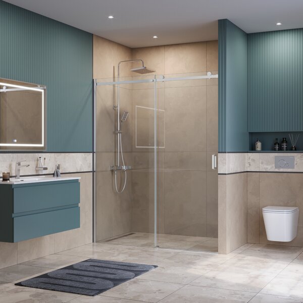 Душевая дверь BelBagno SOFT_CLOSE-2-BF-1-160-C-Cr, стекло прозрачное, регулировка 158,5-160,5 см