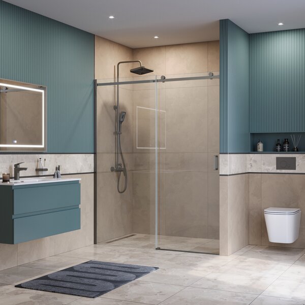 Душевая дверь BelBagno SOFT_CLOSE-2-BF-1-160-C-GM, стекло прозрачное, регулировка 158,5-160,5 см