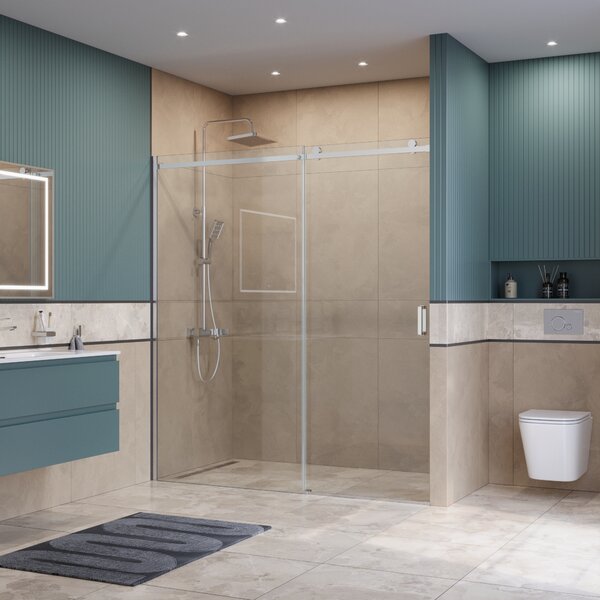 Душевая дверь BelBagno SOFT_CLOSE-2-BF-1-180-C-Cr, стекло прозрачное, регулировка 178,5-180,5 см