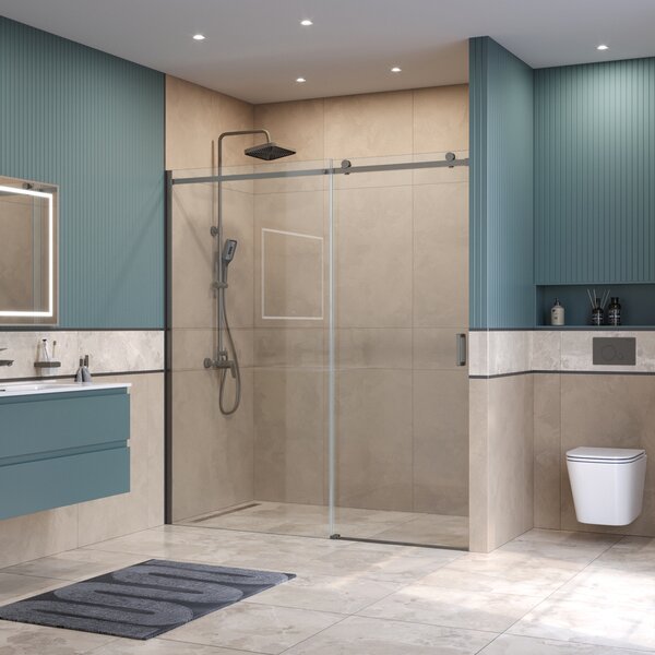 Душевая дверь BelBagno SOFT_CLOSE-2-BF-1-180-C-GM, стекло прозрачное, регулировка 178,5-180,5 см