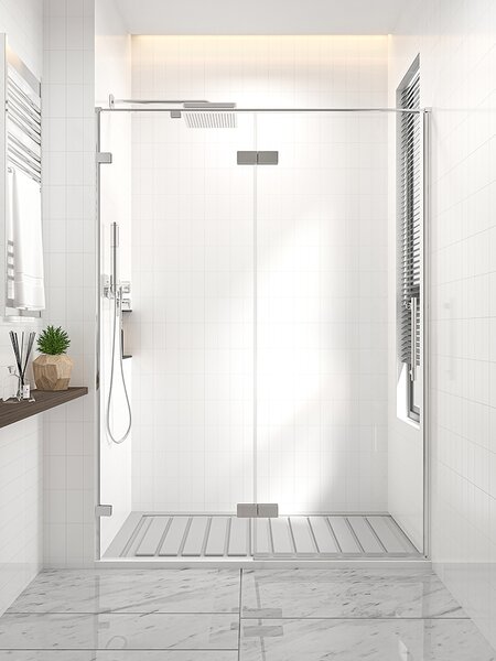Душевая дверь Veconi Premium Alassio CH, 1500х2000, хром, стекло прозрачное осветленное, регулировка 149-150 см